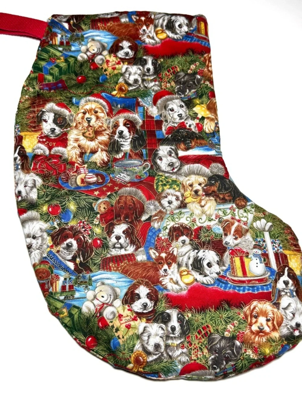 Holiday Puppy Print Dog Stocking - Red & Multi